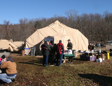 DRASH shelters set up during the Knickerbocker Ice Festival at Rockland Lake, NY.
