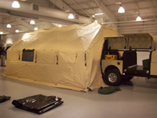 When connected with the DRASH MX shelter, the Reeves ICP will serve as a drive-thru clinic.
