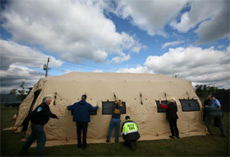 Part of the Connecticut Department of Public Health's mobile field hospital. 